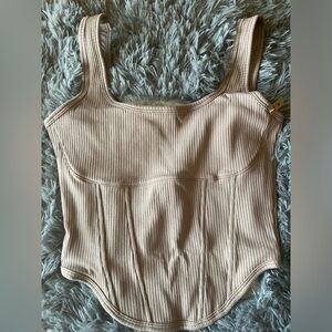 - Victoria secret pink coffee cinched corset unlined top NWT